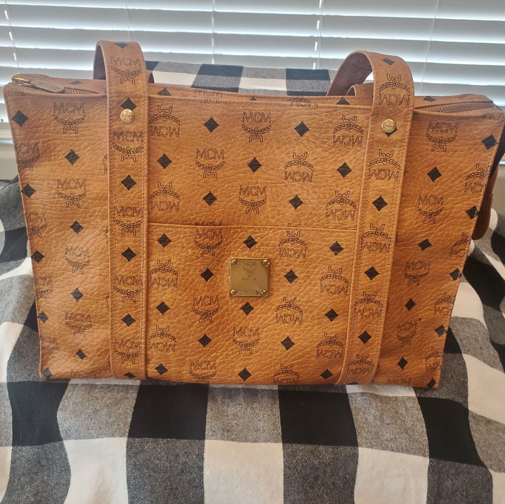 Authentic MCM Visetoes Cognac Monogram Bag